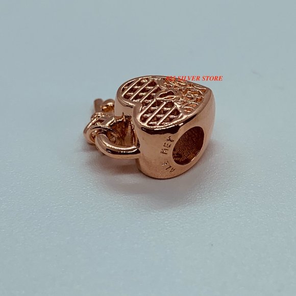NEW Authentic Pandora Rose Gold Love You Lock Charm 787655 / Pandora Bracelet - Picture 7 of 8